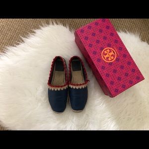 Tory Burch blue leather Espadrilles